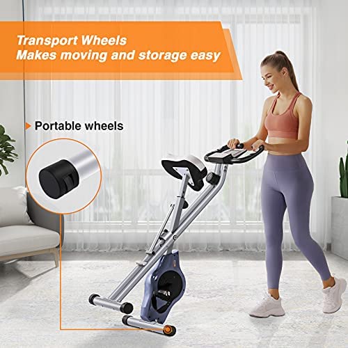 BCAN Folding Exercise Bike-Stationary Bikes Foldable with Magnetic ...