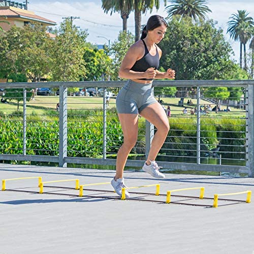 ProsourceFit Raised Speed & Agility Ladder with 6 Collapsible Hurdles ...