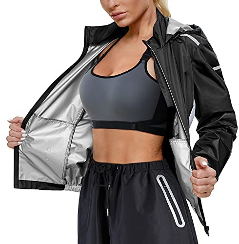 Ursexyly Women Sauna Suit Hot Sweat Waist Trainer Jacket Gym Workout Hoodie Shaper  Zipper Long Sleeve Sport Fitness Tops - Shuffle Dance