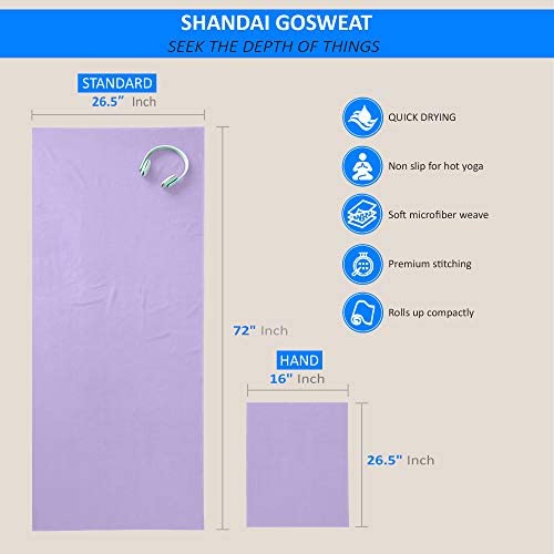 for Bikram Pilates and Yoga Mats. GoSweat Non-Slip Hot Yoga Towel by Shandali with Super-Absorbent Soft Suede Microfiber in Many Colors