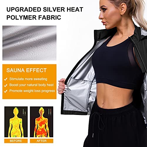 Ursexyly Women Sauna Suit Hot Sweat Waist Trainer Jacket Gym Workout Hoodie Shaper  Zipper Long Sleeve Sport Fitness Tops - Shuffle Dance
