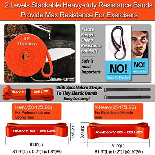 DASKING 500LBS Extra Heavy Home Gym Resistance Band Bar set with 2 Resistance 