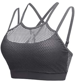 ODODOS Women's Hollow-Out Criss Cross Back Sports Bra Wirefree Padded Fitness Workout Yoga Bras Tops 